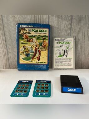 PGA Golf Intellivision CIB Complete w Overlays Tested Game Cartridge Manual Set